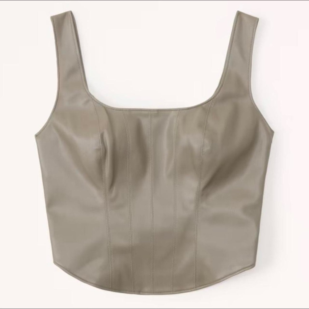 Abercrombie & Fitch Leather Scoop Neck Corset Top | XS